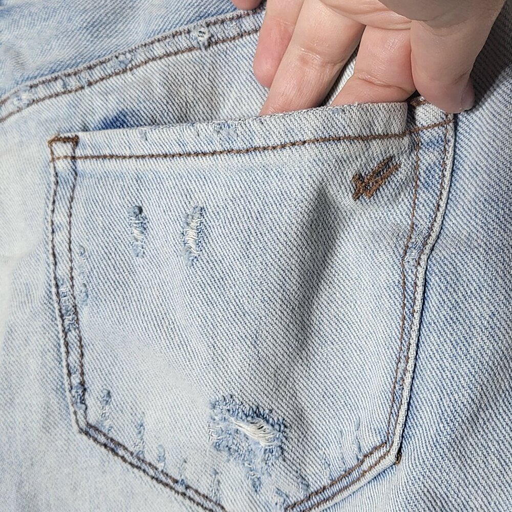 Willam Rast Denim Blue Jean Skirt Size 30 Destroyed Grunge Y2K Festival Indie - Picture 7 of 10